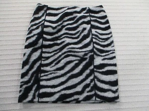 Ann Taylor Womens Skirt 2P Petite Black Wool Blend Animal Print Lined Zips Gray - Picture 1 of 10