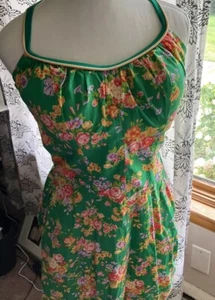 VTG 1970’s De Weese Design Cotton Floral Midi Sundress Swimwear Hollywood Beachy - Picture 1 of 21