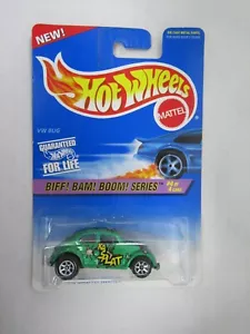1996 1997 Hot Wheels BIFF! BAM! BOOM! Green VW Bug - RARE 7 Spoke No HW Tampo - Picture 1 of 5