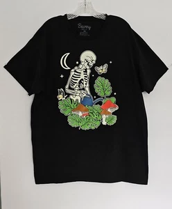 Camiseta retro Bowery Supply Co para hombre Halloween esqueleto talla XL negra - Imagen 1 de 6
