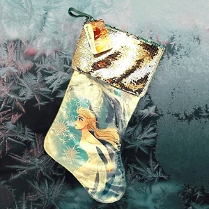 CALZA NATALIZIA Disney Frozen II velluto paillettes ricamata 16 1/2" - Foto 1 di 4