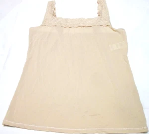 Top cami VANITY FAIR NUDE nylon setoso cinturino regolabile bordo pizzo TG SM-usato - Foto 1 di 6