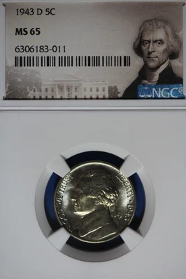 1943 D NGC MS65 JEEFERSON NICKEL #B51206 - Image 1 of 2