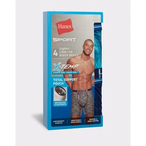 Hanes® X-Temp® Men's Long Leg Boxer Brief 4-Pack "Total Support Pouch & SPORT " - Picture 1 of 9