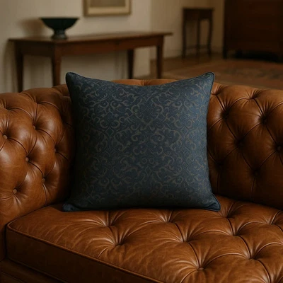 Navy Blue Damask Accent Cushion (Free Shipping) - Image 1 of 2