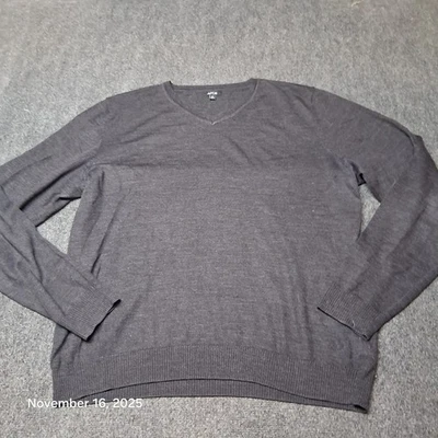 APT 9  Lightweight Wool Blend Sweater Mens Size XL V Neck Dark Gray / Black - Image 1 of 4