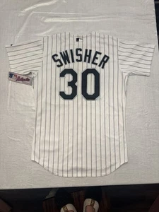 NUEVO Majestic Jersey 44 SWISHER #30 Chicago White Sox Auténtico Rayas Blanco - Imagen 1 de 8