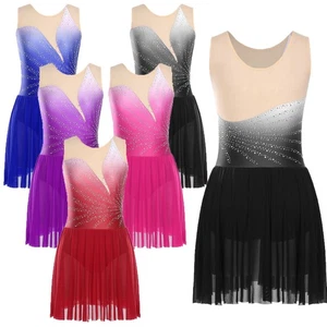 Women Dresses Gymnastic Dress Briefs Dancewear Contemporary Mesh Modern Ballet - Picture 1 of 60