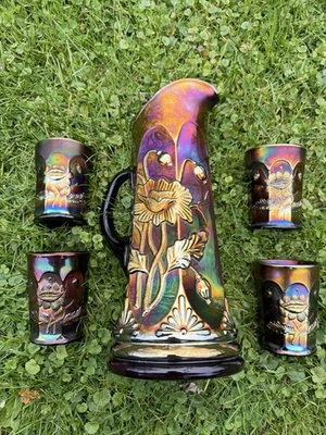 Northwood Восточный Мак Аметист Карнавальный Стеклянный Резервуар и Стакан Набор для Воды - Изображение 1 из 4