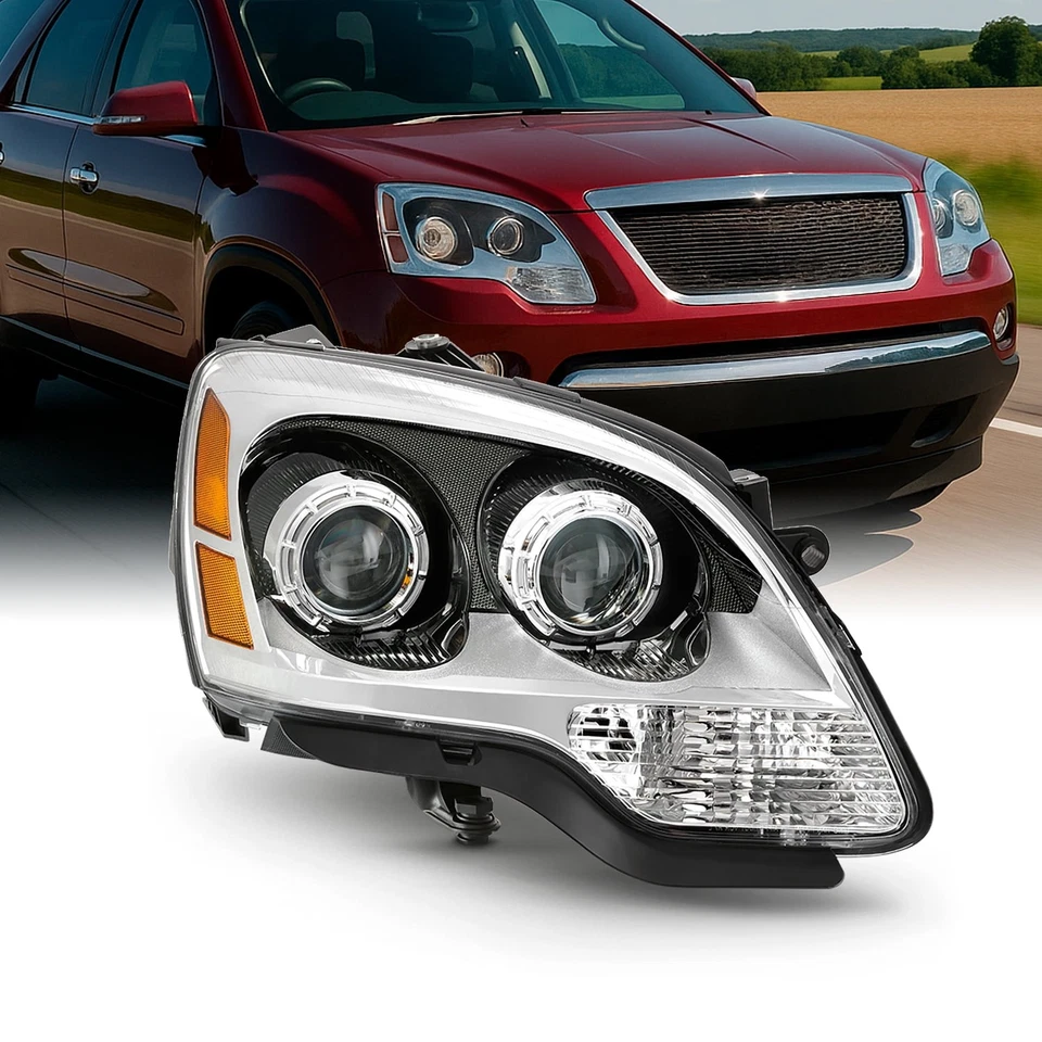 Fits 2007-2012 GMC Acadia Projector [Halogen Type] Chrome Headlight - Image 1 of 4