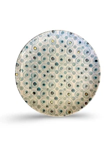 Anthropologie 8" blaue Kreise Teller Goldpunkte Akzente Keramik Salat Dessert - Bild 1 von 7