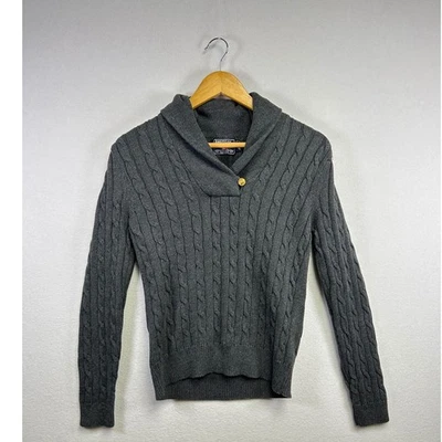 Suéter American Living Vintage Tejido con Cable Cuello Chal Gris Para Mujer M Algodón Foto 1 de 4