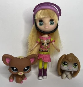 Littlest Pet Shop Blythe 4.5" doll from 2010 LPS With Helmet And Two Pets - Picture 1 of 4