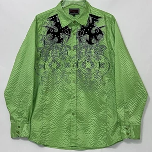 Patroncito USA Men Long Sleeve Button Shirt Embroidered Sequins Affliction XL - Picture 1 of 11