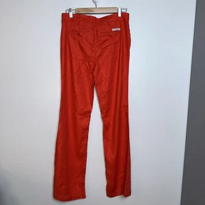 Anthropologie Level 99 Women’s Newport Fitted Wide Leg Pants Sz 28 Linen Orange - Picture 1 of 7