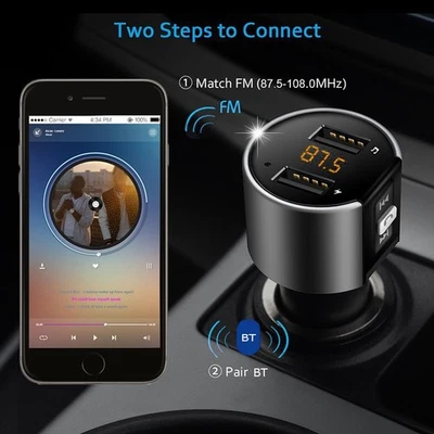 FM Transmitter Bluetooth Radio USB MP3 KFZ Auto Ladegerät Adapter 87.5-108MHZ - Bild 1 von 4