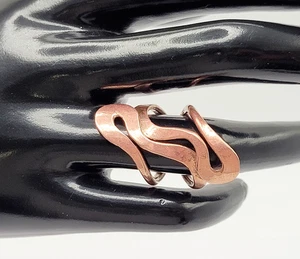 Artisan Made Freeform Open Metal Copper Two Turn Metal Vtg Ring Mexico Size 6 - Picture 1 of 24