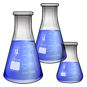 Glass Erlenmeyer Flask Set - 3 Sizes - 50 150 and 250ml Karter Scientific - Picture 1 of 7