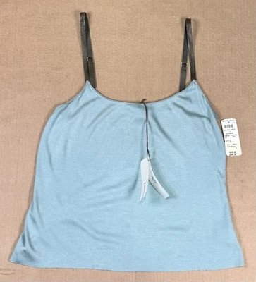Top cami con correa de cuero azul Rozae Nichols Bergdorf Goodman talla S EE. UU. Foto 1 de 4