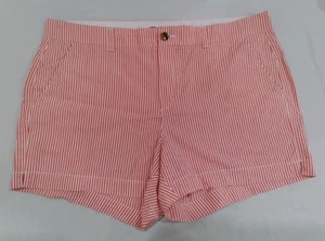 Womens OLD NAVY SHORTS 4 Pocket RED & WHITE STRIPE Seersucker Sz 14 - Very Nice! - Picture 1 of 20
