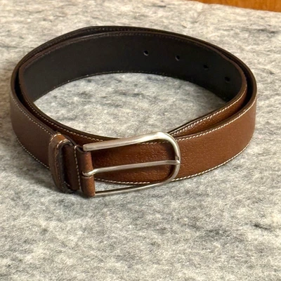 Prada brown leather belt silver buckle size 34/85 made in Italy - Image 1 of 4
