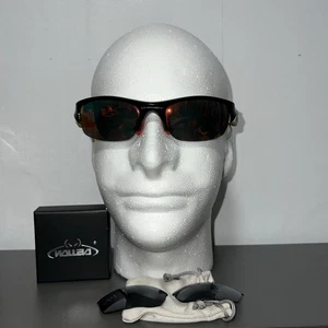 Oakley Sunglasses Flak Jacket Extra Lenses Black Yellow Red Livestrong Walleva - Picture 1 of 8