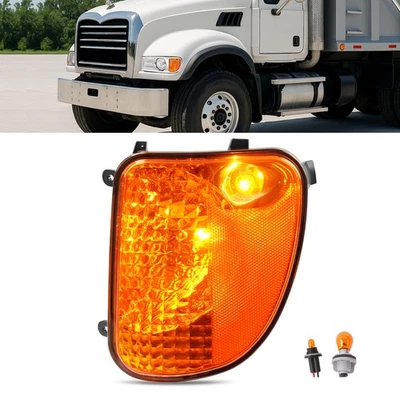 Lâmpada de canto lado esquerdo do motorista luz de canto âmbar com lâmpada para caminhão Mack CV713 - Imagem 1 de 4