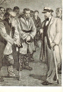 A.Kharshak 1953 ruso p/tarjeta Nekhlyudov campesinos Tolstoi novela RESURRECCIÓN - Imagen 1 de 2