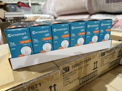 ECO-SMART LOT OF 6 Boxes - ECOSMART 75 Watt Dimmable LED Light Bulbs A19 Soft White