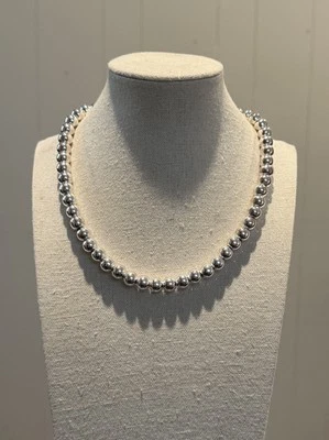 Napier Silver Tone Beaded Necklace Choker 18" Adjustable Chain - Image 1 of 4