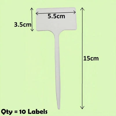 OAKLAND GARDENS 10 x 15cm Plant T Labels Small Plastic White Stick Tee Bed Sign Garden Marker