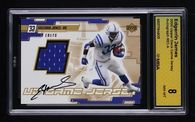Camiseta deportiva de juego Upper Deck 2000 autógrafo Edgerrin James #EJ-A MBA 8 Foto 1 de 2