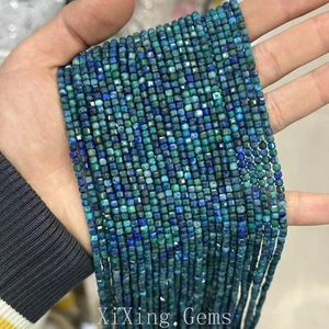 Cubo facetado natural de 3 mm cuadrado Phoenix lapislázuli cuentas para hacer joyas - Imagen 1 de 6