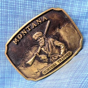 Montana Trapper Belt Buckle #RC Bob Scriver Mountain Man Vtg 70s Heritage.GMP435 - Picture 1 of 11