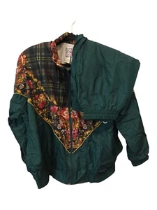 Sport Accent Windbreaker Jacket Pants Set Plaid Floral Baroque Multi Womens 1X - Picture 1 of 15