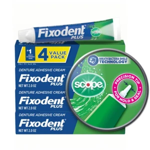 Fixodent plus Scope Secure Denture Adhesive 2.0Oz (Pack of 4) - Picture 1 of 10