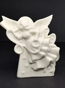Partylite O Holy Night Bisque Votive Holder Angel Candle Holder 5" Tall - Picture 1 of 7