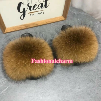  Sandalias de verano Max grandes XXL de piel de mapache real para mujer  Foto 1 de 4