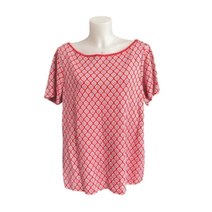 St. John Ikat geometrisches Muster Rundhals Strick Bauern Top in Geranie XL NEU - Bild 1 von 12