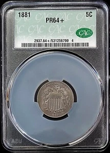 1881 Proof Shield Nickel certified PR 64 PLUS by CAC! Only 3575 minted! - Picture 1 of 6