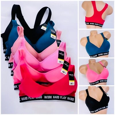 3-6 Pack Racerback Sports Bra Women's High Impact Running Yoga Workout Bras 8927 - Image 1 of 4