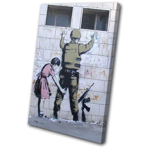 Banksy Street Stop Search SINGLE CANVAS WALL ART Picture Print VA - Picture 1 of 1
