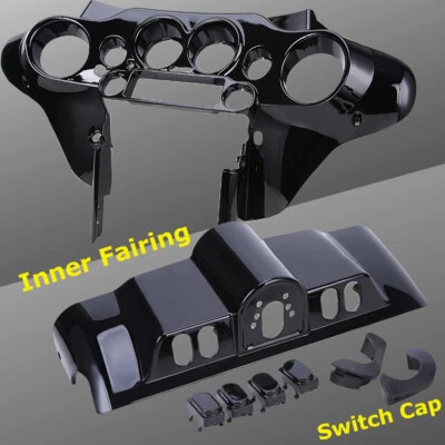 Vivid Black Inner Fairing + Switch Cap Kit For Harley Street Electra Glide 96-13 - Image 1 of 4