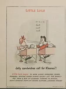 Kleenex Tissue Little Lulu Cómic Marjorie Henderson Buell Anuncio Impreso De Colección 1950 - Imagen 1 de 2