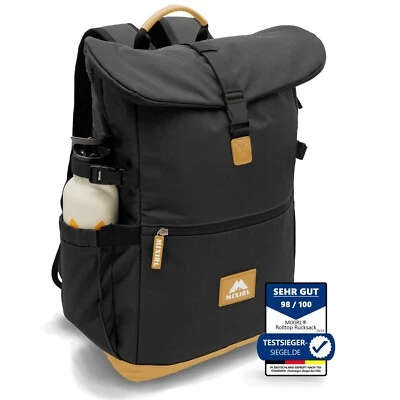 MIXIRL® Wickelrucksack schwarz Wickeltasche Rucksack mit Wickelunterlage - Haken