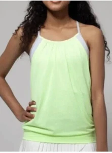 Ivivva Double Dutch Tank Top Girls 14 Neon Green Gray Racerback Built In Bra - Picture 1 of 6