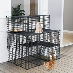 CAT CAGES 2-4 Tier Kennel Metal Wire Ferrets Chinchillas Multiple Sizes - Picture 1 of 12