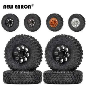 1.55 Wheel Beadlock Rims Rubber Tires for RC 1/10 MN98 D90 MST LC80 jimny Axial - Picture 1 of 17