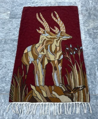 Vintage Handmade French Style Aubusson Rug Wool Kilim Pictorial Rug 114 x 69 cm - Image 1 of 4