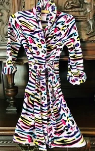 Carters rosa Streifen Tiermotiv Morgenmantel Größe 6-8 Wickel Fleece Watch The Wear - Bild 1 von 8